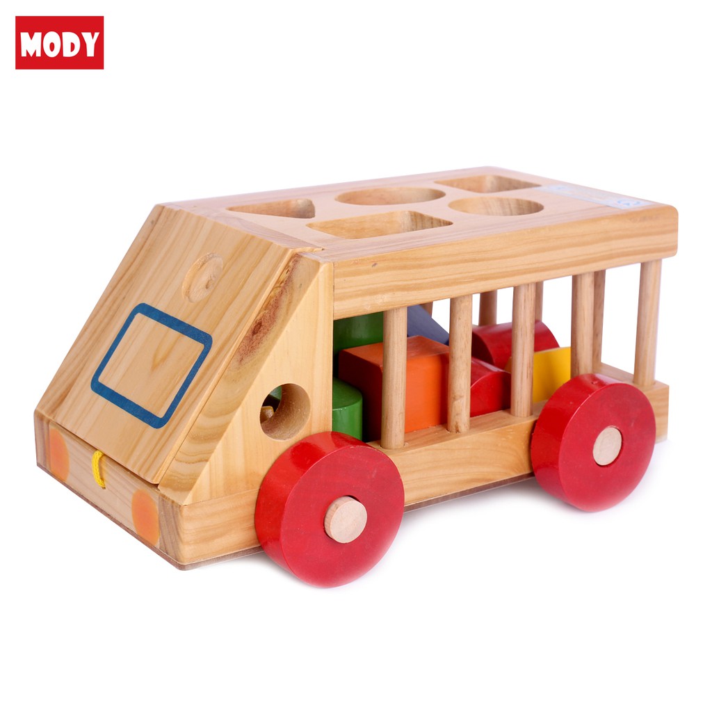 Xe đồ chơi gỗ thả hình phát triển kỹ năng hình học Mody MW86303