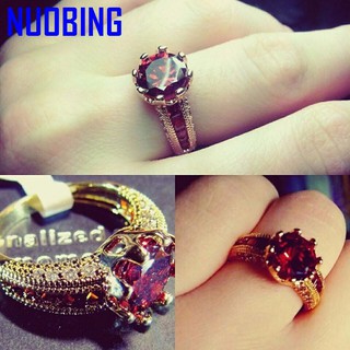 Nhẫn Đính Đá Ruby Màu Vàng Hồng Thời Trang Cho Nữ