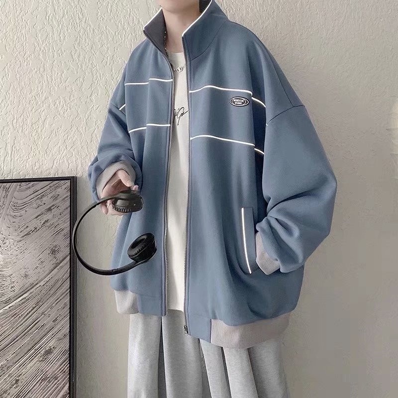 áo khoác nam unisex áo khoác gió 2 lớp áo dài tay áo varsity jacket thời trang retro áo bóng chày trẻ tuổi phong cách Hàn Quốc áo khoác nữ