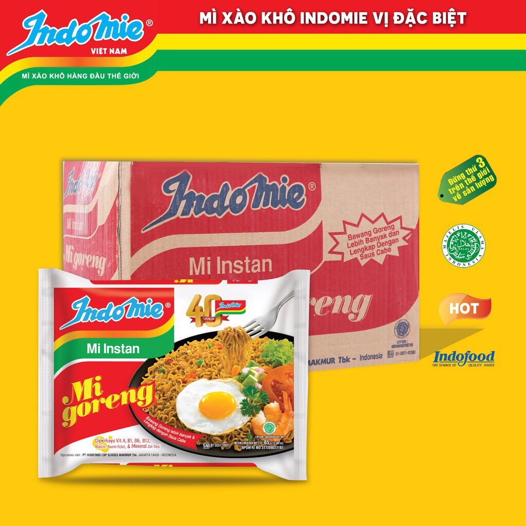 Mì xào khô Indomie Vị đặc biệt - Thùng 40 gói - Mì xào khô nhập khẩu từ INDONESIA