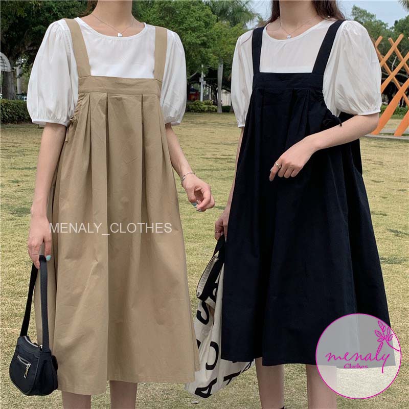 Váy yếm nữ ulzzang hàn quốc dáng dài 2 chi tiết VH042, mặc làm set bạn thân hoặc mặc rời đều đẹp, bầu bí bon chen | BigBuy360 - bigbuy360.vn