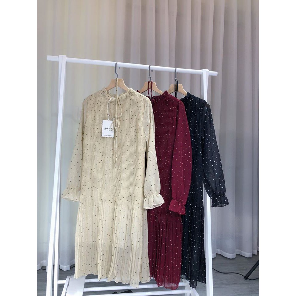 VÁY CHẤM bi thắt dây eo xếp li (kèm ảnh thật,video) | BigBuy360 - bigbuy360.vn