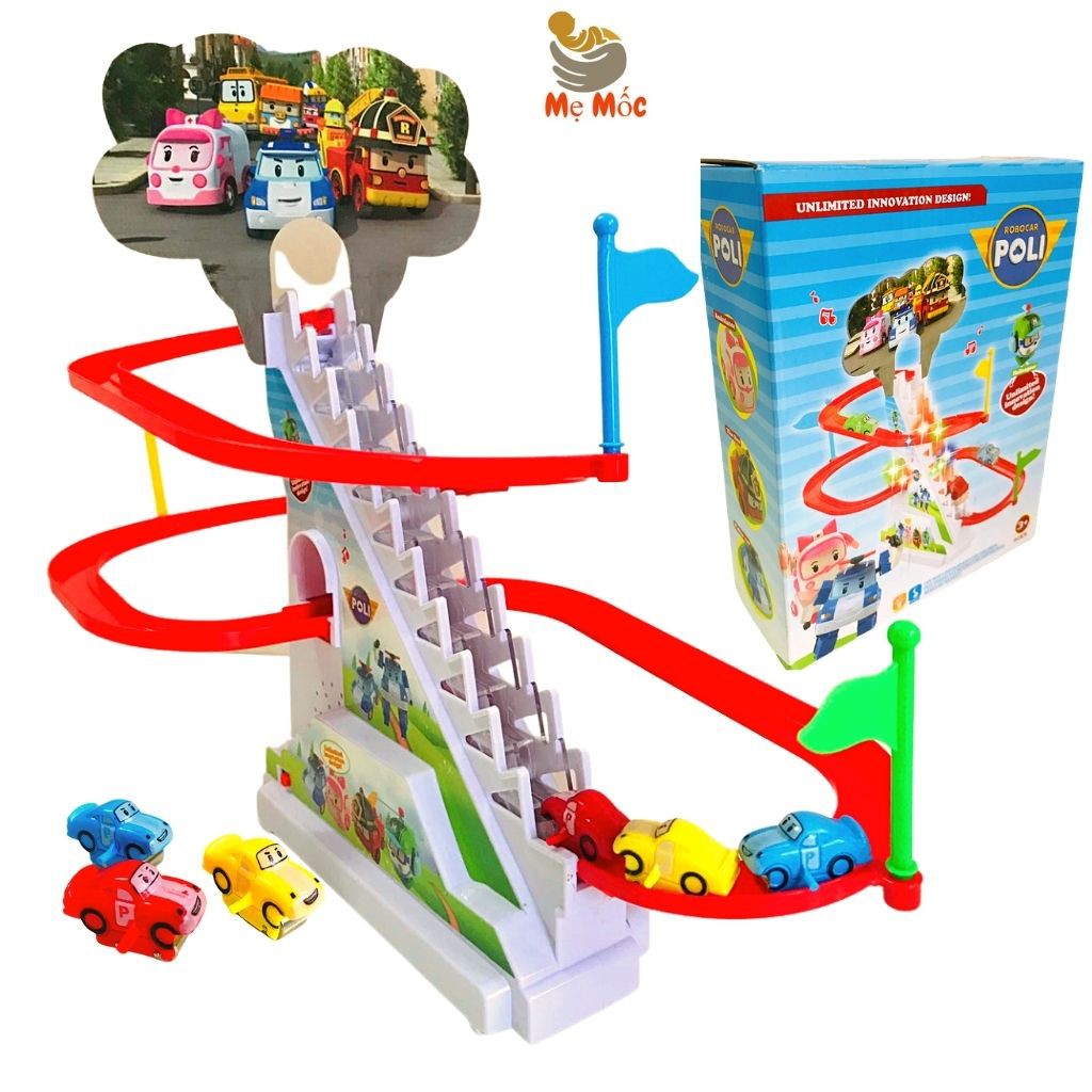 Đường Đua Robocar Poli - Bộ Mô hình Đồ Chơi Leo Thang, Bậc Thang - Cầu Trượt Vui Nhộn [Shop Mẹ Mốc]