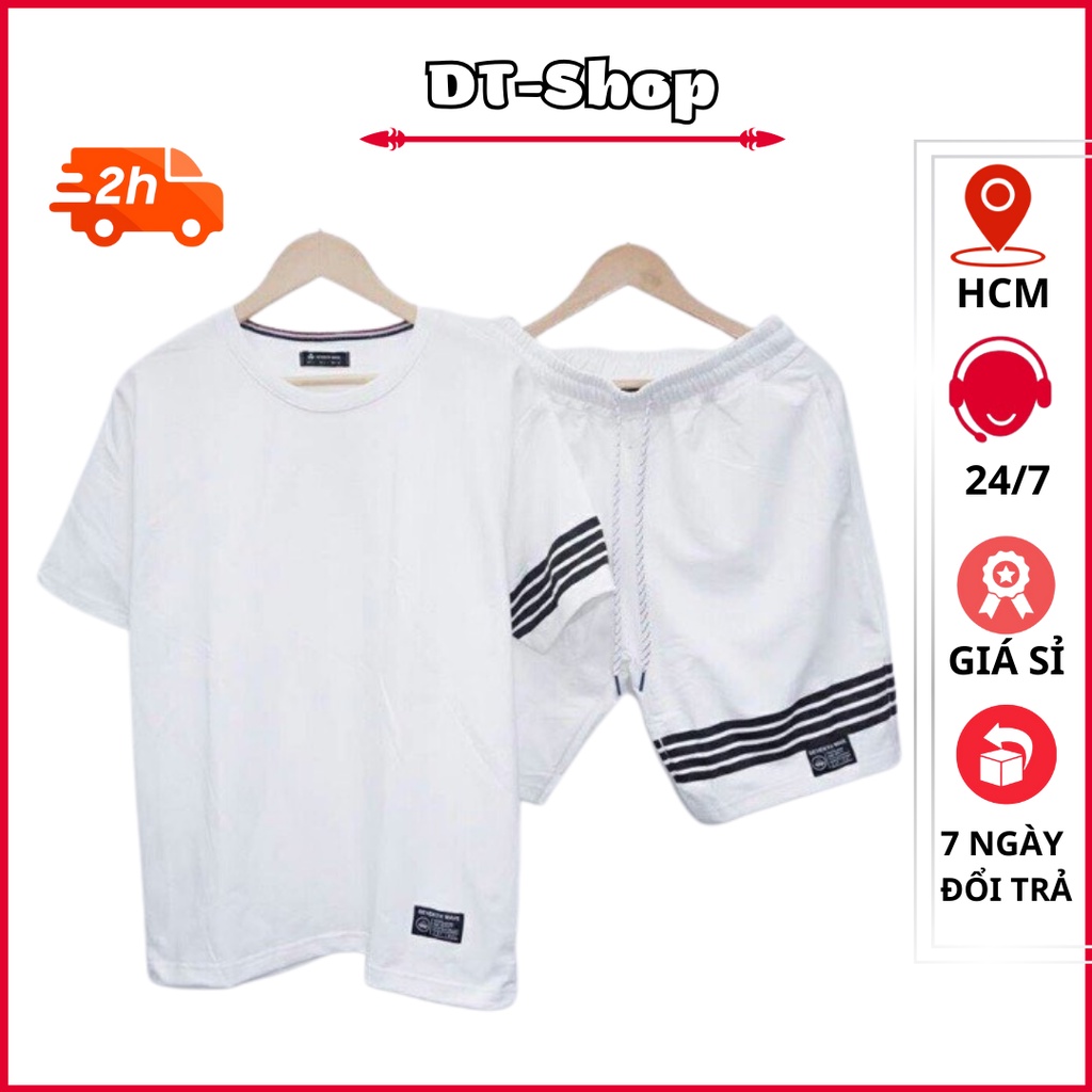 Đồ Bộ Nam Quần Áo Mùa Hè mặc nhà cộc tay thun lạnh,bộ thể thao nam 3 sọc hottrend đủ size S-->XL.