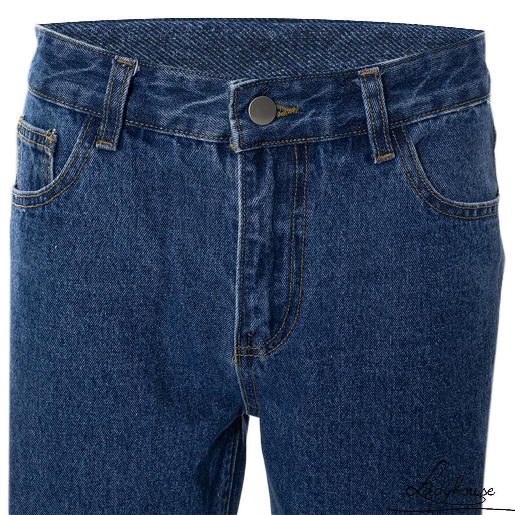 Quần Jean Dài Ống Rộng Màu Trơn Phối Túi Thời Trang Xuân Hè Cho Nữ