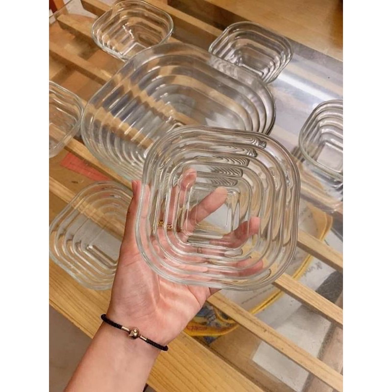 Bộ 7 món thố thuỷ tinh cao cấp Friso (1 tô to và 6 chén)