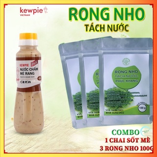 Rong nho / Tách nước [ Combo rong nho 3 gói x 100G /Kèm sốt mè rang kewpie chai 180m ] Phúc Khang [Freeship Extra]