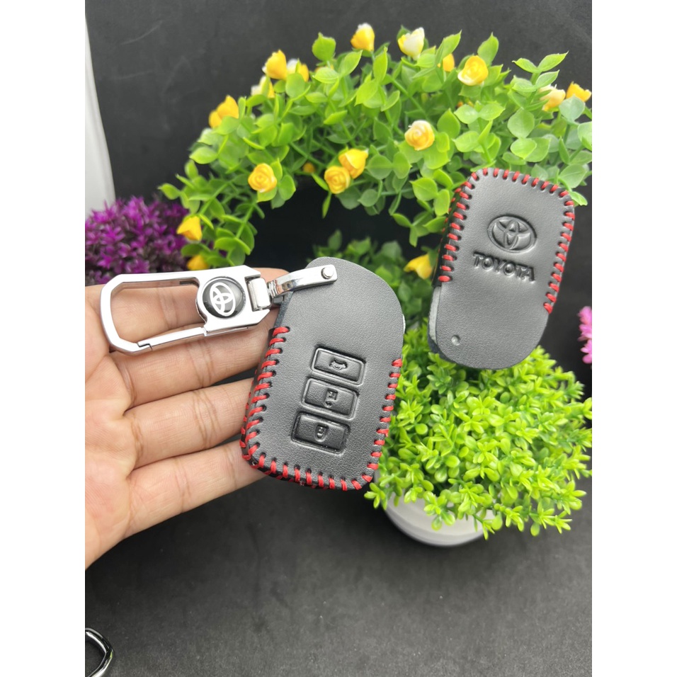 Bao Da chìa khóa smartkey  xe Toyota Vios 2019-2022 , chất liệu da Bò nguyên miếng.