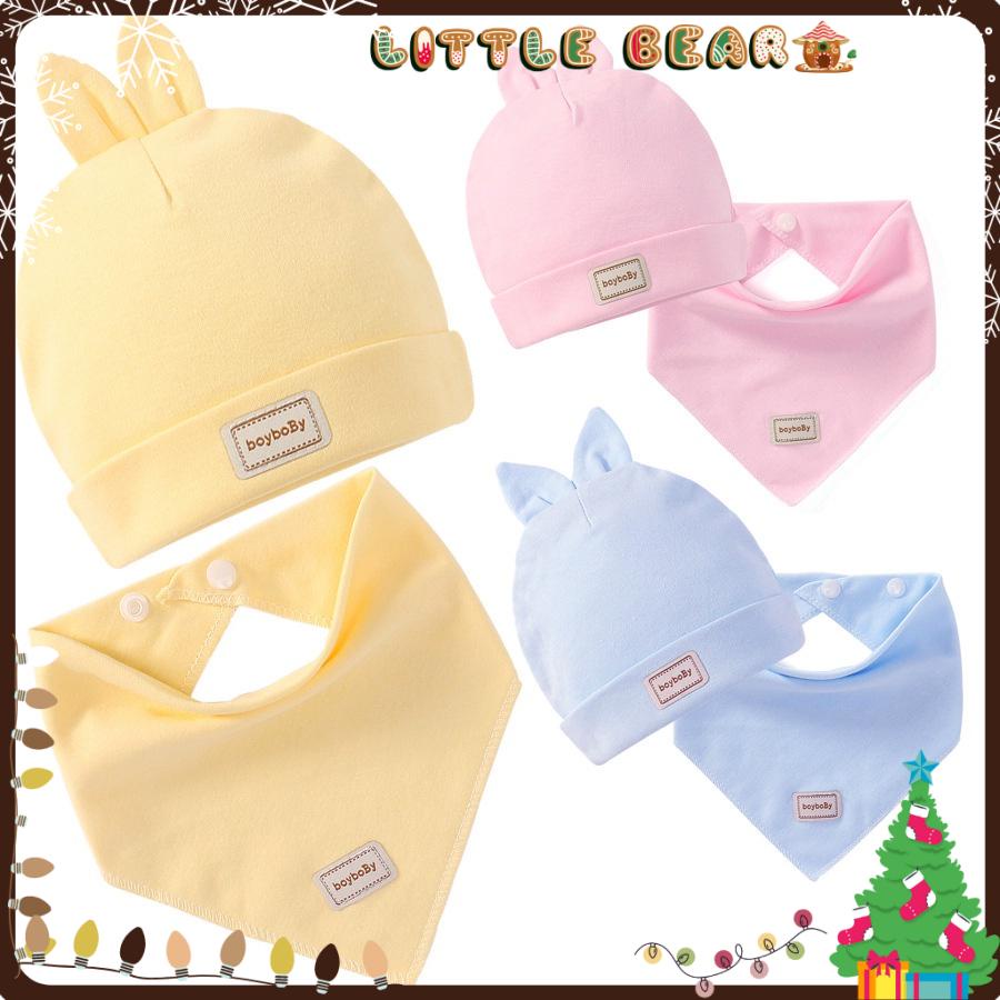Set Mũ Kèm Yếm Sơ Sinh Chất Cotton Siêu Mềm - Little Bear
