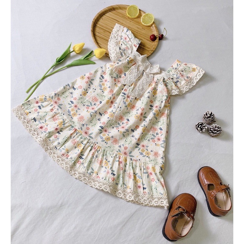 Đầm cotton phối ren