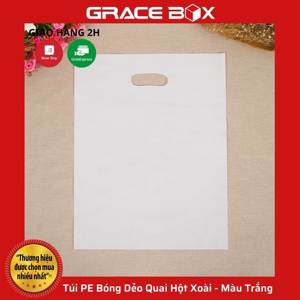 {Giá Sỉ} Túi PE Bóng Dẻo Màu Trắng - Quai Hột Xoài Đựng Phụ Kiện, Quần Áo - Siêu Thị Bao Bì Grace Box