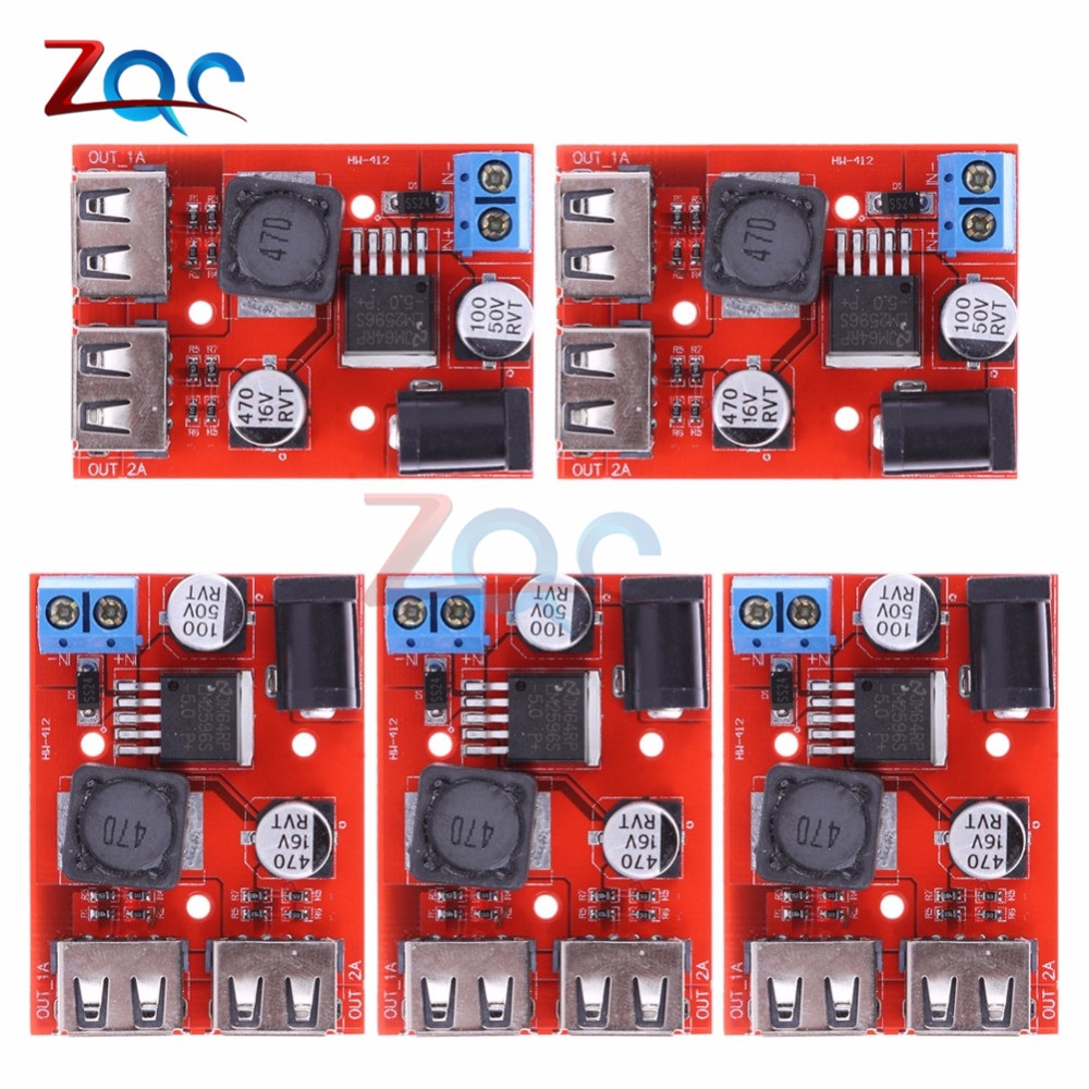 Bảng Mạch Hạ Áp LM2596 Dual USB DC-DC 9V 12V 24V 36V Xuống 5V 3A