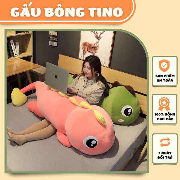 Gấu Bông Khủng Long TINO To Đuôi Tim Ôm Dễ Thương Sze 55cm - 1m7