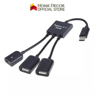 Cáp otg 3 đầu typec usb cho điện thoại android kết nối với chuột và bàn phím- cáp usb cho android- otg cable 3 in 1 home