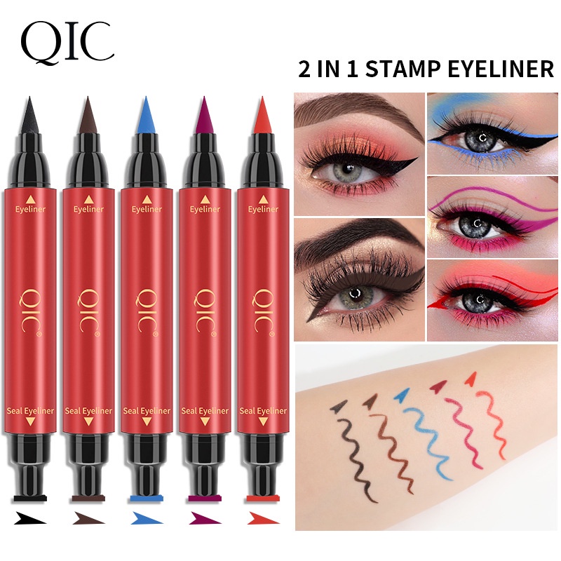 Bút Kẻ Mắt QIC Hai Đầu Chống Thấm Nước Và Mồ Hôi Không Phai Màu Lâu Trôi Chống Nhòe Với 5 Màu Lựa Chọn