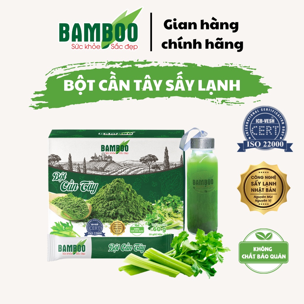 Bột Cần tây BAMBOO nguyên chất hỗ trợ giảm cân giữ dáng 60g/ 20 gói