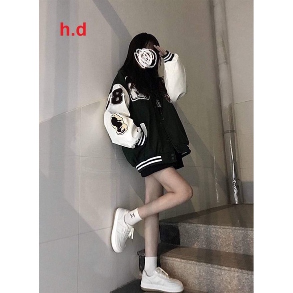 Áo khoác bomber Bóng Chày 89Chất loại 1tay áo và gấu áo có bo dệt xịnfreesize &lt;55kg Phong cách thể thao Hàn Quốc