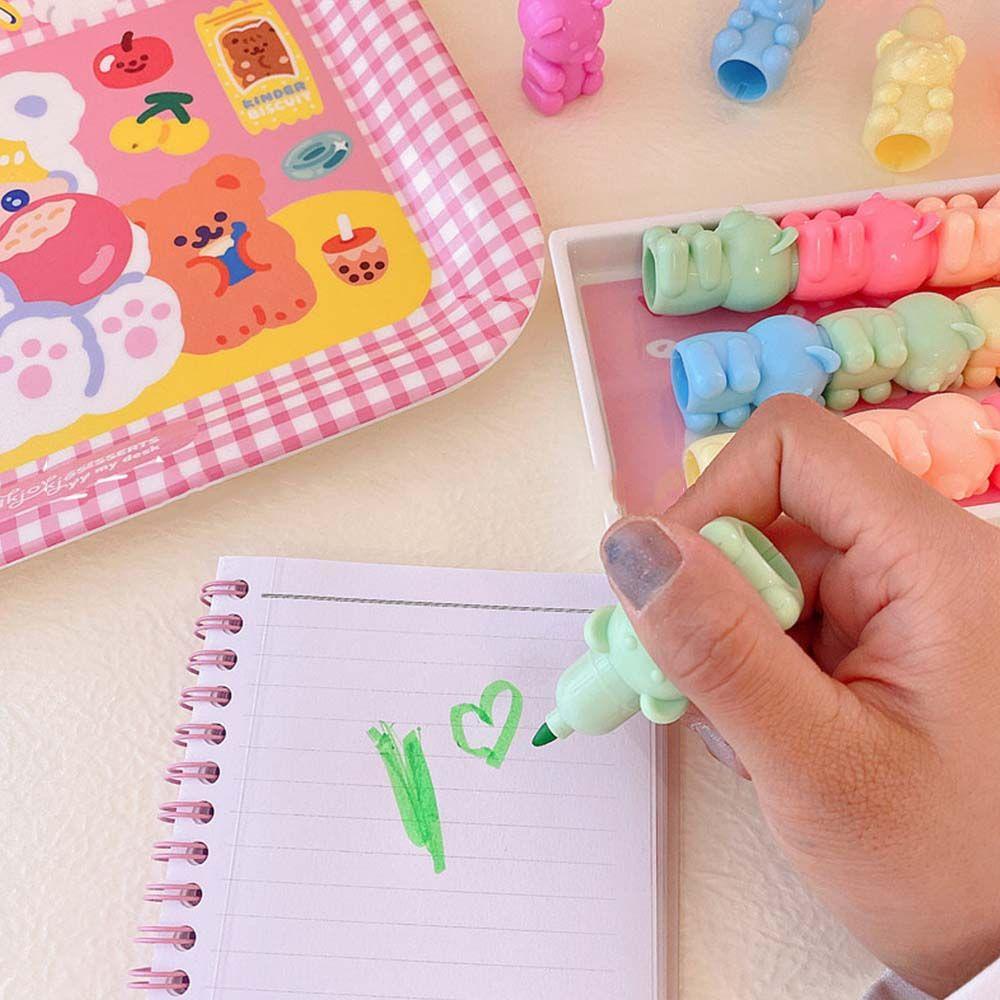 Augustina Bút Dạ Quang 5 Màu Mini Hình Gấu Dễ Thương Làm Quà Tặng Cho Bé / Văn Phòng