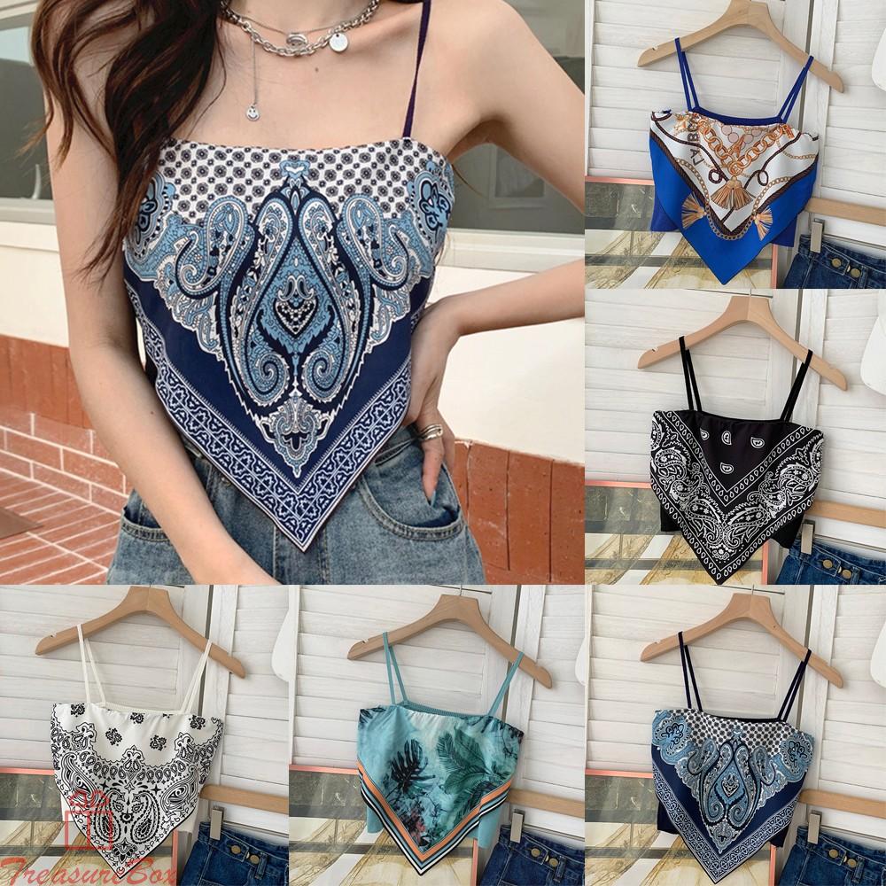 Áo Croptop Sát Nách Chất Satin Thiết Kế Cột Dây Sau Lưng Quyến Rũ