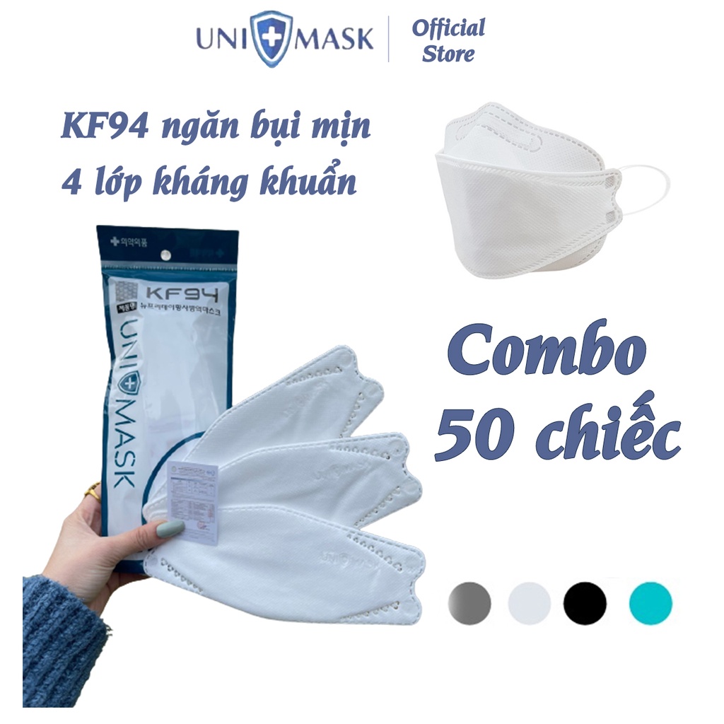 Khẩu trang KF94 Unimask 4 lớp kháng khuẩn và bụi mịn combo 50 chiếc - UNI MASK OFFICIAL