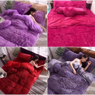 Bộ chăn ga nỉ nhung lông 5 món cao cấp (Tặng gối tim) Hàng loại 1. Nhắn tin cho shop để chọn màu Vòng dâu An Shop