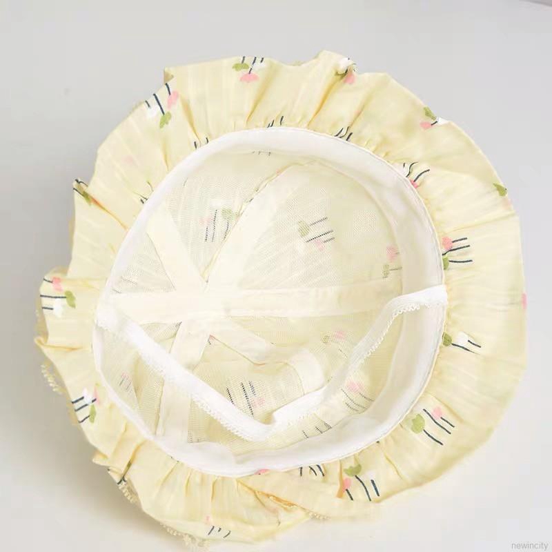 Nón Bucket phối ren hoa phong cách công chúa cho bé gái