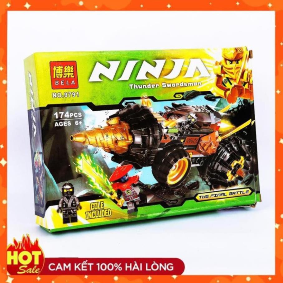 . [ Lego ninjago ] ⚡ Ảnh thật ⚡ Lego đồ chơi BELA 9791 cỗ máy chiến đấu của Cole gồm 174 mảnh ghép *