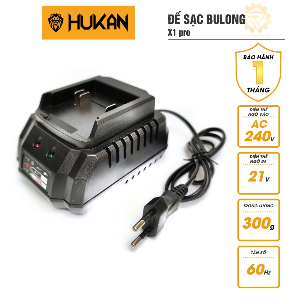 Đế sạc bulong HUKAN X1 Pro 21V dùng cho máy khoan pin, máy bulong pin, máy cưa pin HUKAN chân phổ thông