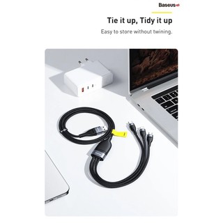 Cáp Sạc Nhanh 3 Đầu Baseus Flash Series 3in1 Plus (USB+ Type C to Micro+Lightning + Type C,100W Quick Charge and Data)