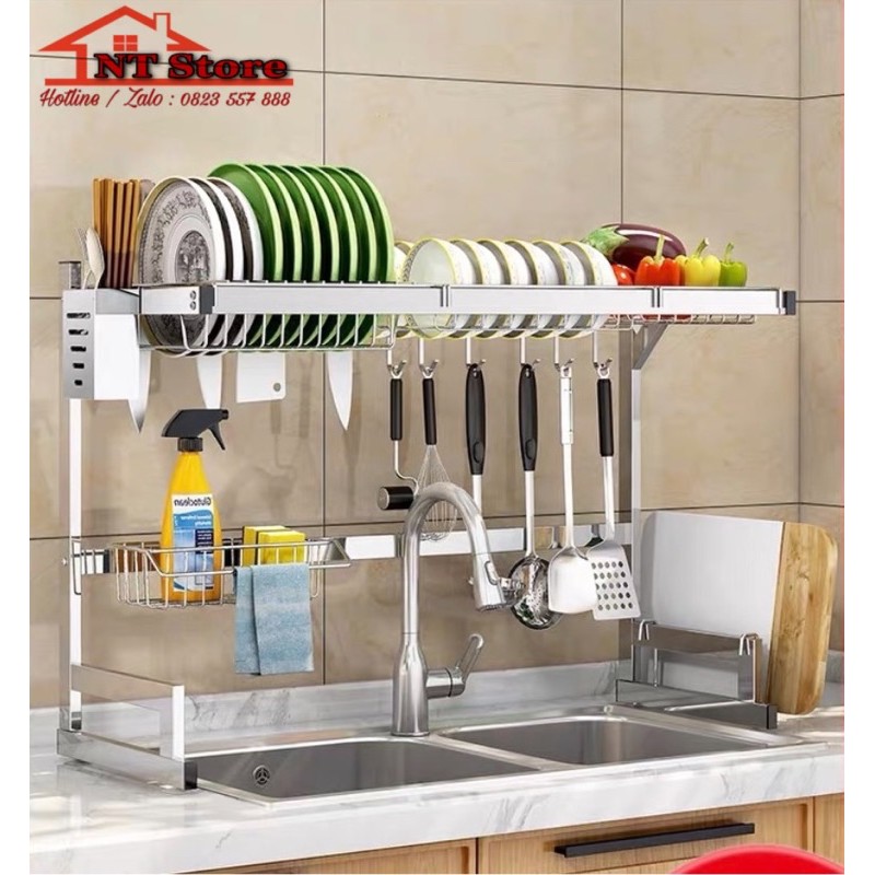 Kệ để bát đĩa, kệ bồn rửa bát đa năng NT-5595, Thép/Inox không gỉ