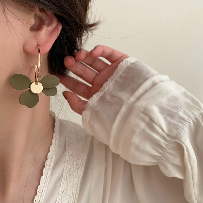 Bông Tai Dáng Dài Bằng Bạc 925 Hình Cánh Hoa Phong Cách Hàn Quốc Thời Trang Xuân Hè Mới Cho Nữ