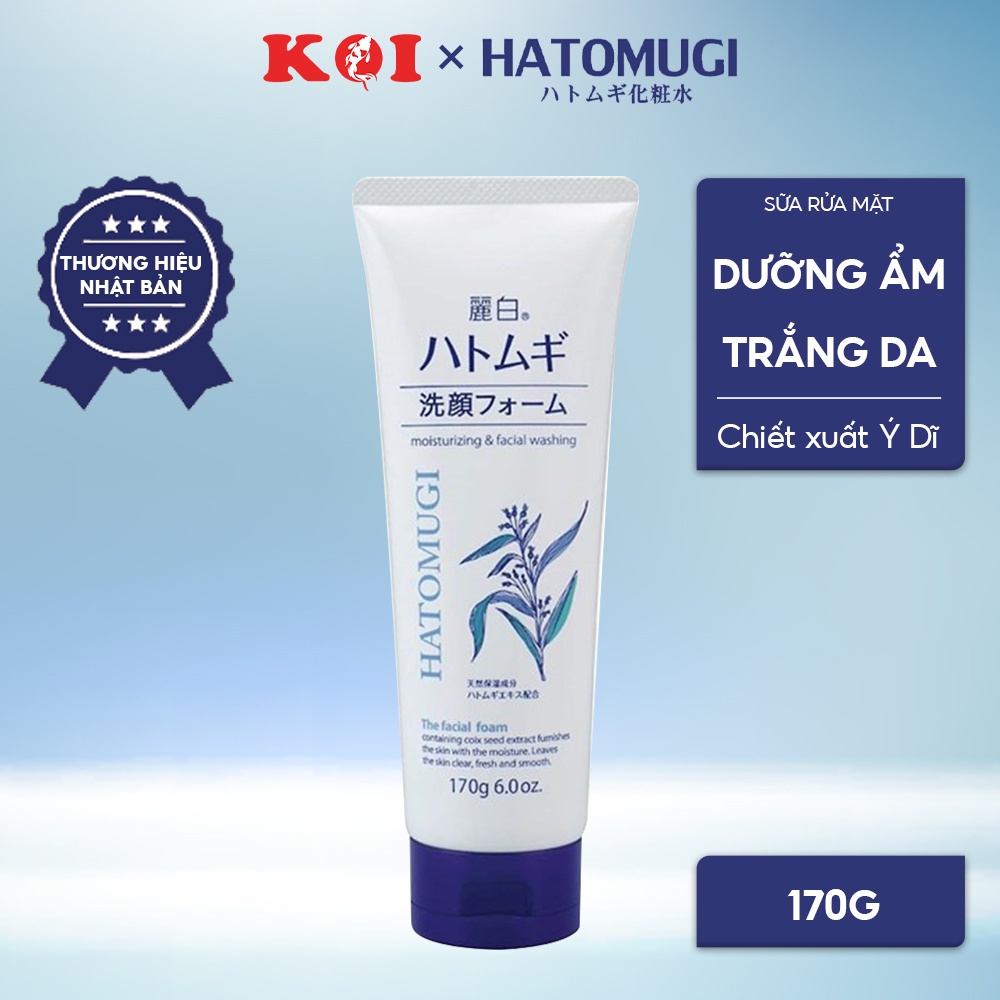 Sữa rửa mặt Ý Dĩ Hatomugi dưỡng ẩm, trắng da Moisturizing &amp; Facial Washing 170g