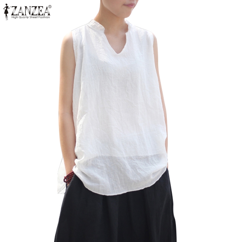 Áo Kiểu ZANZEA Cho Nữ Không Tay Cổ Chữ V Thời Trang Quyến Rũ