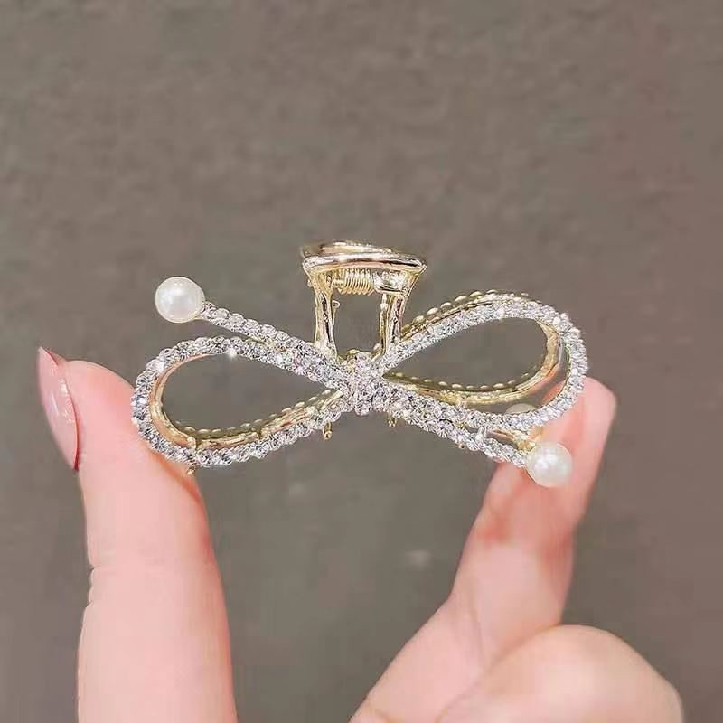 Kẹp tóc hình nơ đính ngọc trai nhân tạo thời trang dành cho nữ