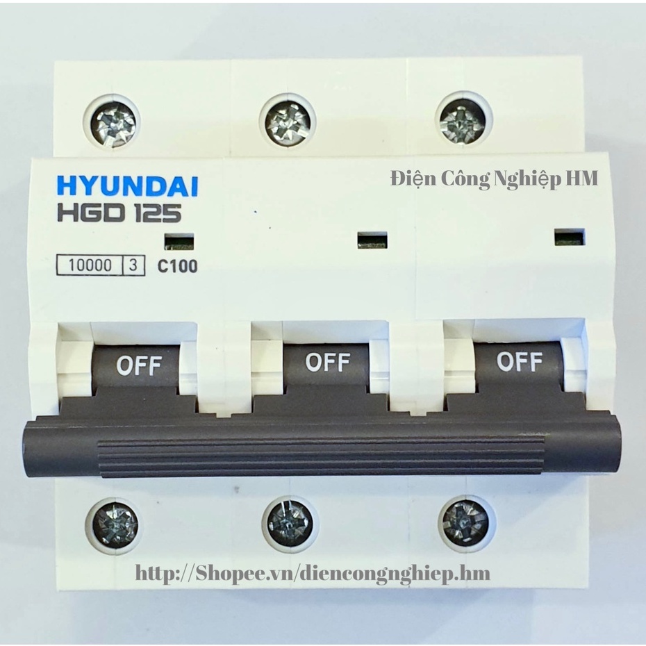 Aptomat MCB 3 Pha HGD125 Hyundai dòng 80A~125A Chính Hãng, Át Tô Mát Tép Cầu Dao Điện 3P Hyundai