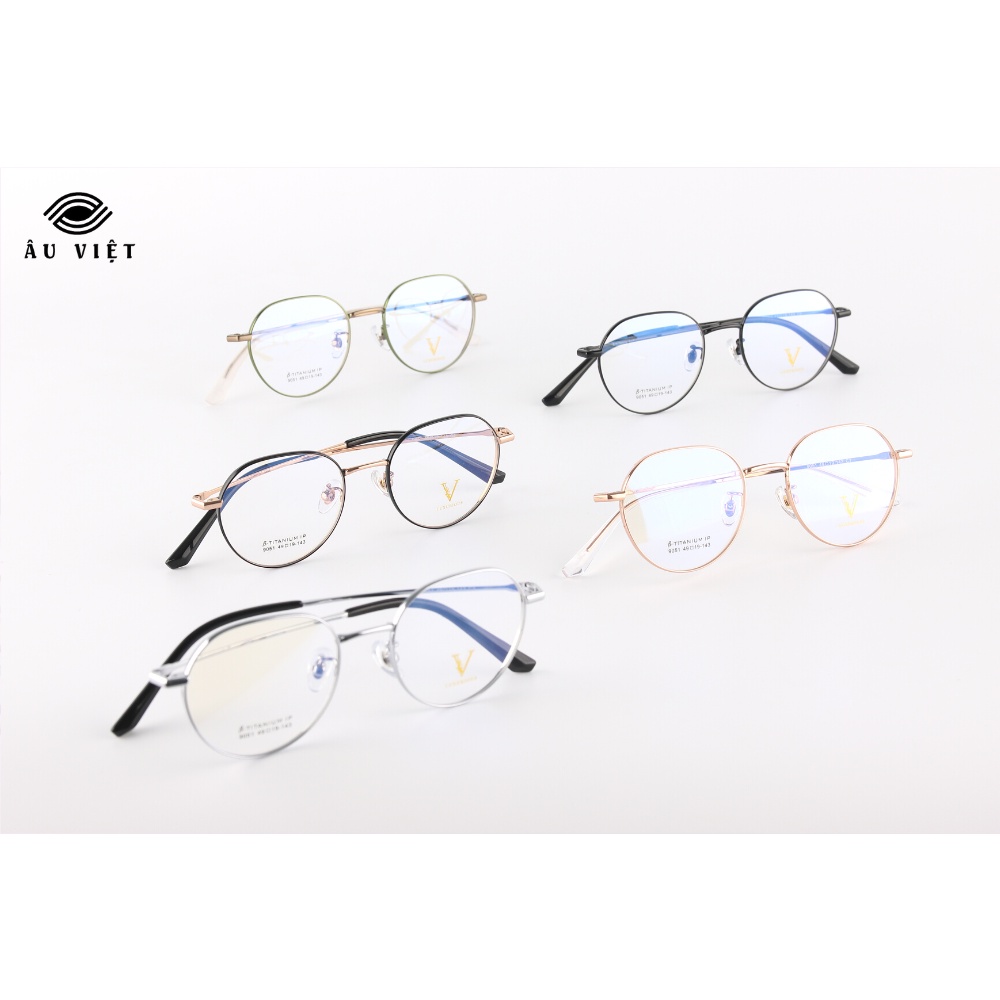 Gọng kính kim loại titanium Luxurious 9051 nam nữ dáng tròn Full box