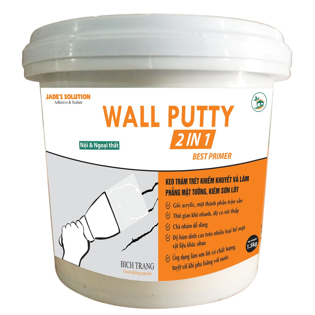 Keo trám trét khuyết điểm và làm phẳng bề mặt tường, kiêm sơn lót - Wall Putty (2 in 1) - Trộn sẵn, sử dụng ngay