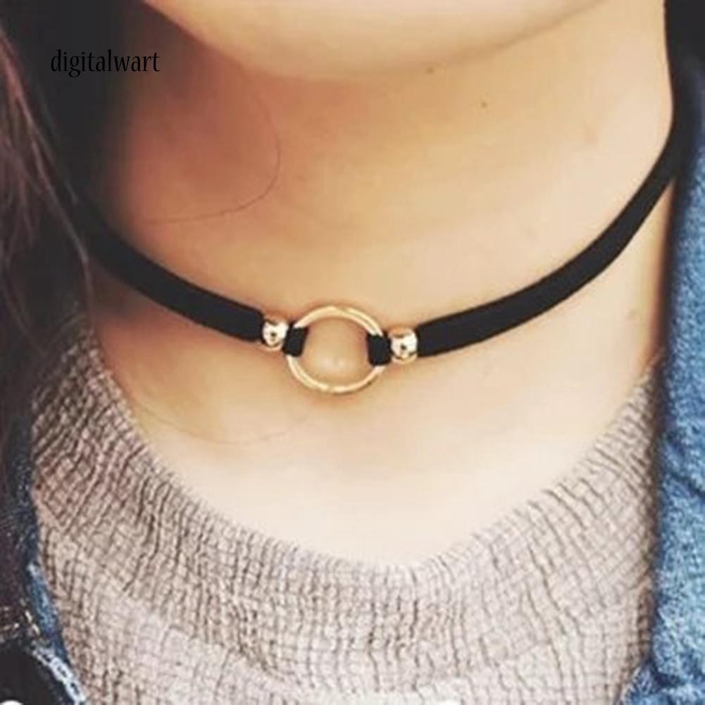 Vòng cổ choker bản nhỏ mặt kim loại tròn cá tính sang trọng dành cho nữ
