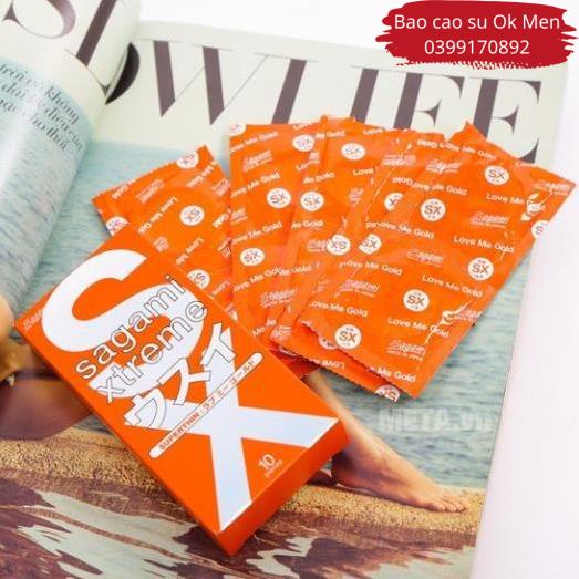 Bao Cao Su Sagami Xtreme Love Me Orange, bcs siêu mỏng, cao cấp Nhật Bản hộp 10BCS