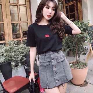 Váy jean nữ phối
