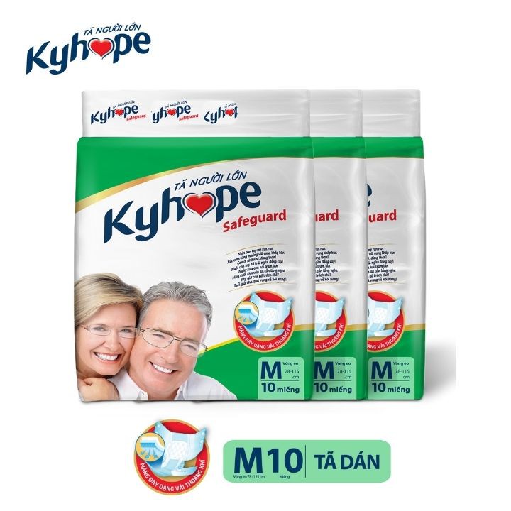 COMBO 5 bao tã người lớn KYHOPE Safeguard Size M10 (Vòng eo: 78cm - 115cm) - Công nghệ Nhật Bản