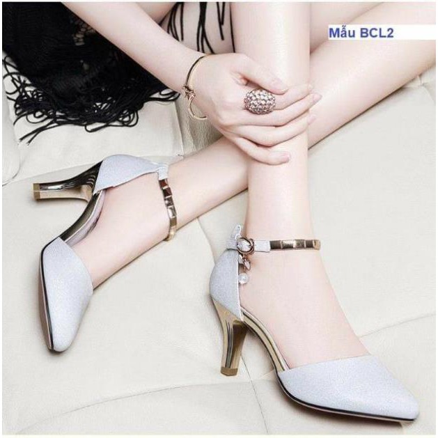 Giày cao gót chất liệu da PU ánh kim - BCL12 [Sale]