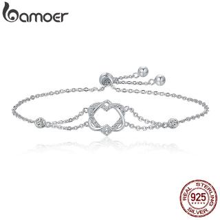 Vòng tay Bamoer SCB022 bằng bạc Sterling 925 hình trái tim kép xoắn chính hãng cho nữ