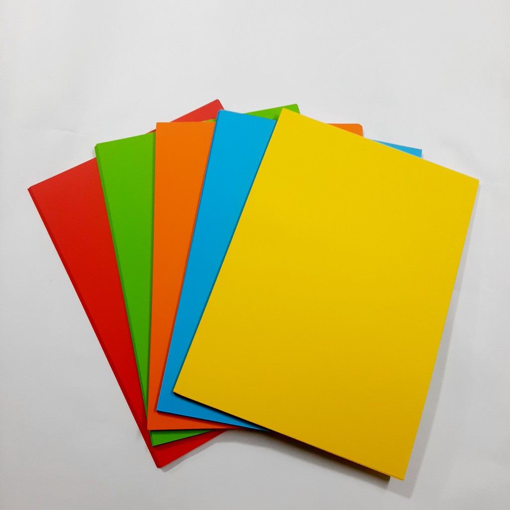 Bìa màu A4  Summer - Trộn 5 màu Vàng/ Xanh biển/ Cam/ Xanh lá/ Đỏ - Làm thủ công, làm thiệp - 100 tờ/ tập