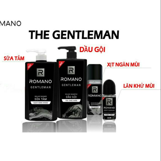 (Combo trọn bộ Gentleman) Sữa tắm-Dầu gội 650g, xịt 150g và lăn 50ml(như hình)