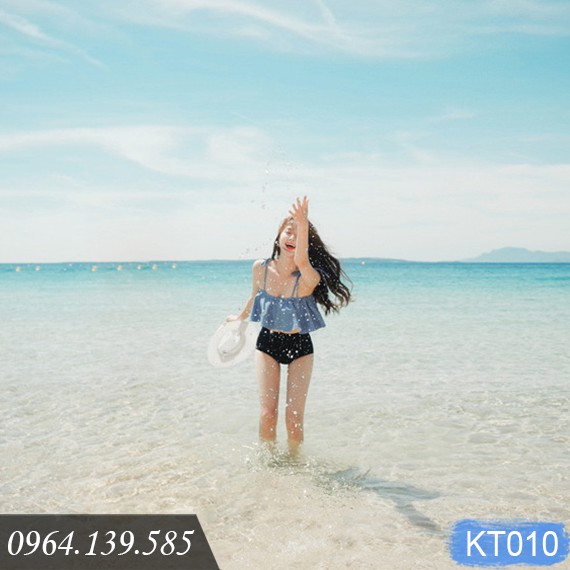 [Lẻ size 53-58kg] - Bikini bèo xanh xinh, dáng bèo kín đáo, màu jean bò cá tính, giá hạt rẻ | KT010