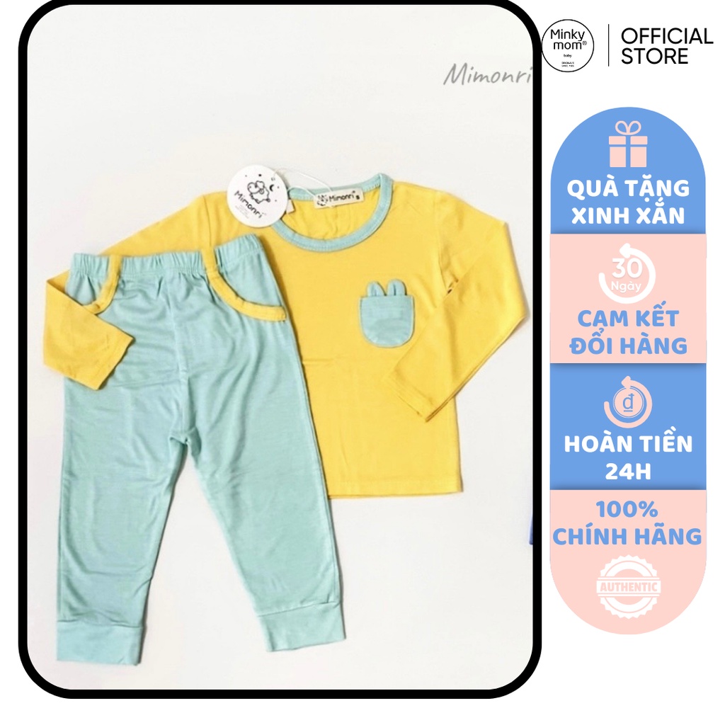 [SALE] Bộ Quần Áo Bé Gái, Bé Trai KIMCHIBABY Vải Thun Lạnh  Túi Ngực Tai Thú, Đồ Bộ Cho Bé Mặc Nhà Thu Đông KWTD2211