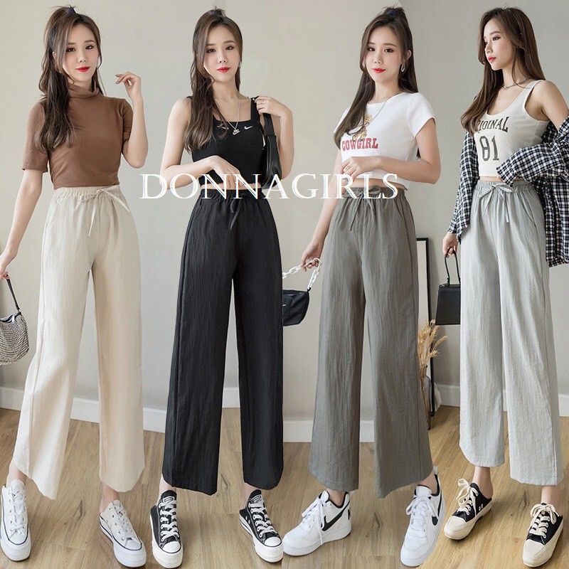 Quần dài nữ ống rộng suông Culottes vãi đũi xước cực thoáng mát hottren DONNAGIRLS QO04