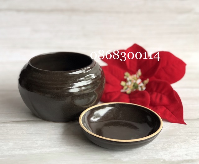 Âu sứ đựng muối, mỡ Bát Tràng