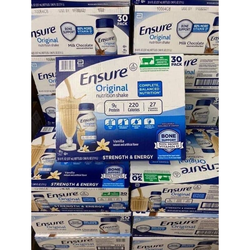 💚🍀  Thùng 16 chai 24 chai & 30 chai sữa ENSURE Vanilla của Mỹ 🍀💚